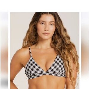 Full Tilt Black & White Gingham Triangle Bikini Top
